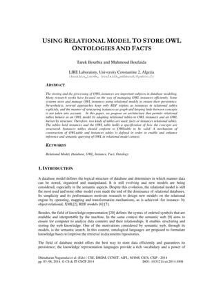 Using Relational Model To Store Owl Ontologies And Facts Pdf