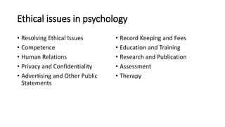 Ethical Issues In Psychology Ppt