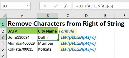 Excel Formula To Remove Characters From Right