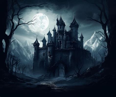 Black Dark Castle Background Generative Ai Premium Ai Generated Image