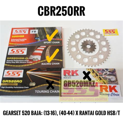 Jual GIRSET GEARSET GIR SET SSS HONDA CBR250RR BAJA RANTAI GOLD HSBT