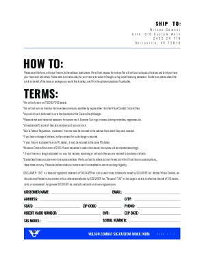 Fillable Online Sig Sauer Custom Work Form Wilson Combat Fax Email