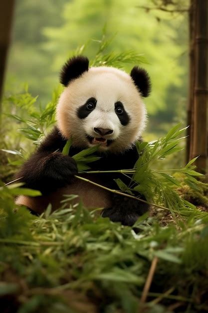 Free Photo | View of panda bear in nature