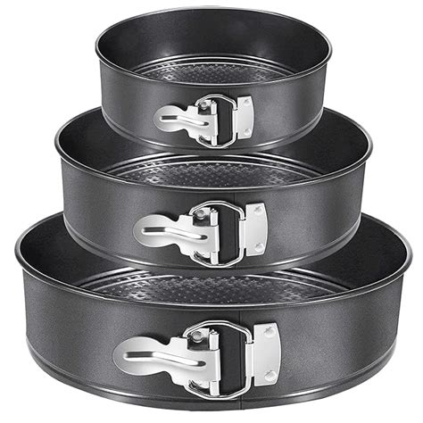 Springform Pan Set 3pcs 7 9 11 Non Stick Leakproof Round Cake Pan Set Cheesecake Pan Spring