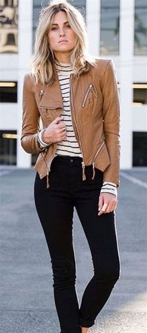 Atemberaubende Frauen Lederjacke Outfit Ideen F R Den Herbst