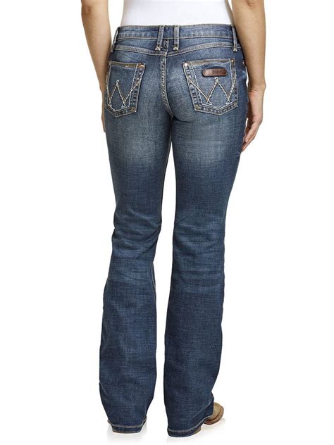 Wrangler 09mwzms Womens Retro Mae Mid Rise Bootcut Jeans Dark Wash J