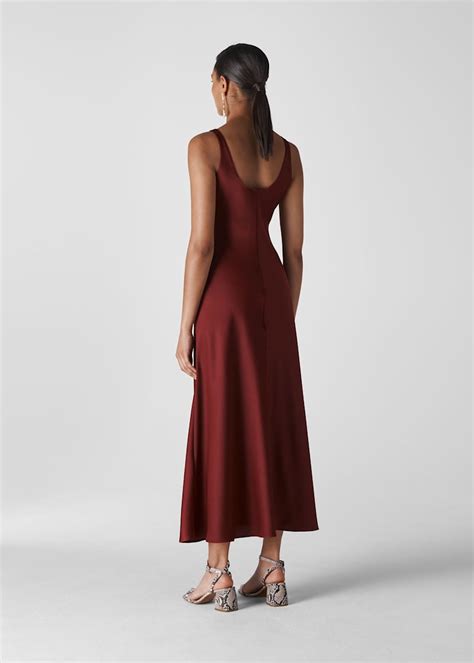 Burgundy Pippa Satin Slip Dress Whistles