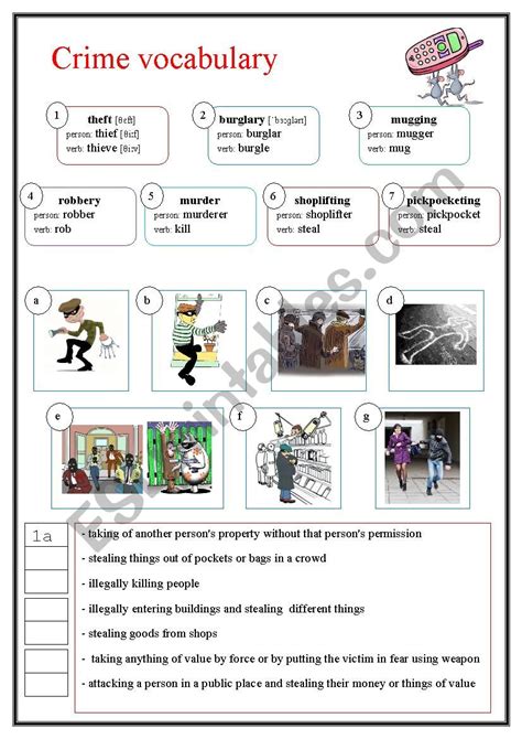 Crime Vocabulary Esl Worksheet By Anastasiya L