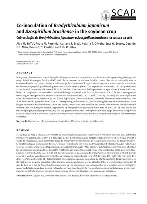 Pdf Coinocula O De Bradyrhizobium Japonicum E Azospirillum