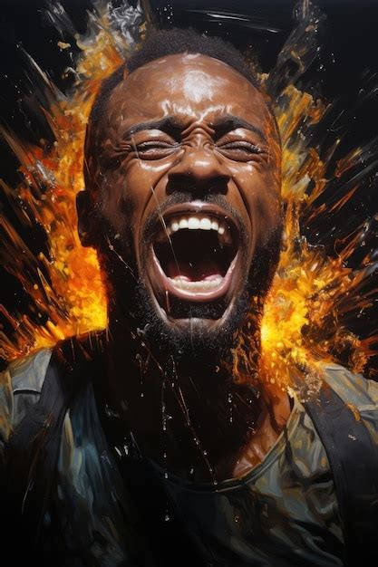 Premium Ai Image A Man With His Mouth Open And Flames Coming Out Of