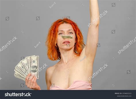 Naked Woman Money Red Hair Blue Stock Photo Shutterstock