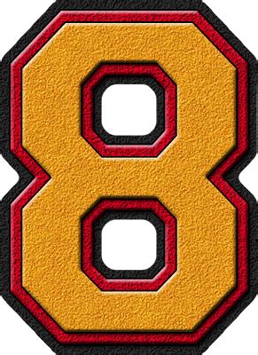 Presentation Alphabets Gold Cardinal Red Varsity Numeral 8