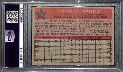 Lot Detail Topps Mickey Mantle All Star Psa