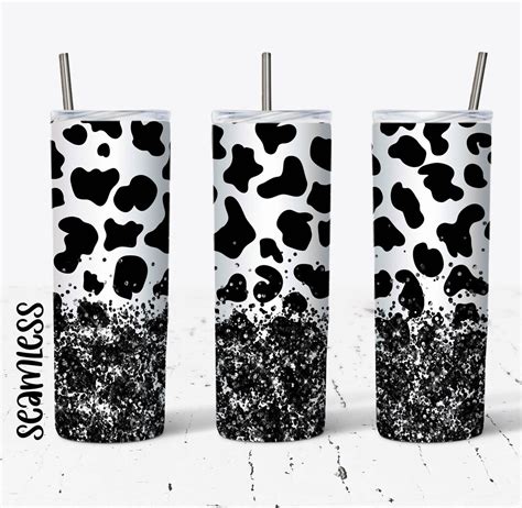 Cow Print Glitter Tumbler Wrap Oz Skinny Tumbler Sublimation Design