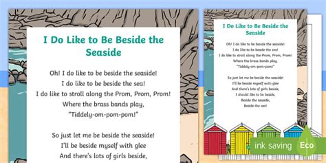 Oh I Do Like To Be Beside The Seaside Song Lyrics Twinkl