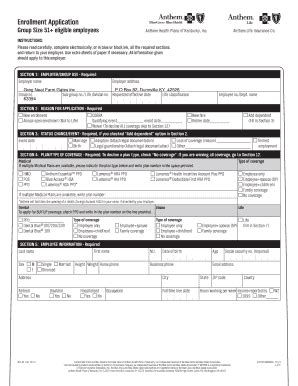 Anthem Enrollment Application Group Size 51 Fill And Sign Printable