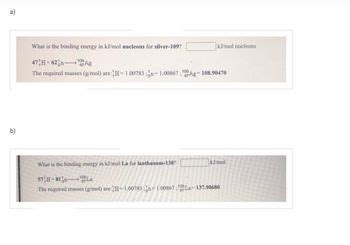 Answered What Is The Binding Energy In KJ Mol Bartleby