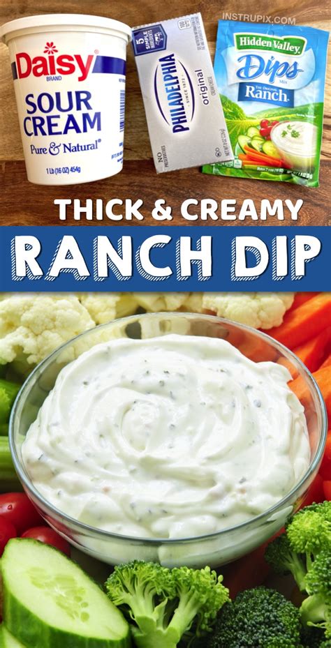 Easy Thick & Creamy Ranch Dip (3 Ingredients) - Instrupix