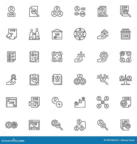 HR process line icons set stock vector. Illustration of hollow - 290780243