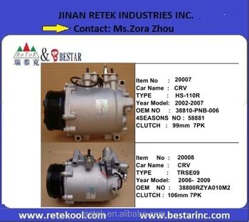 Hs 110r Trse09 Auto Ac Compressor For Honda Crv Cars Buy Auto Ac