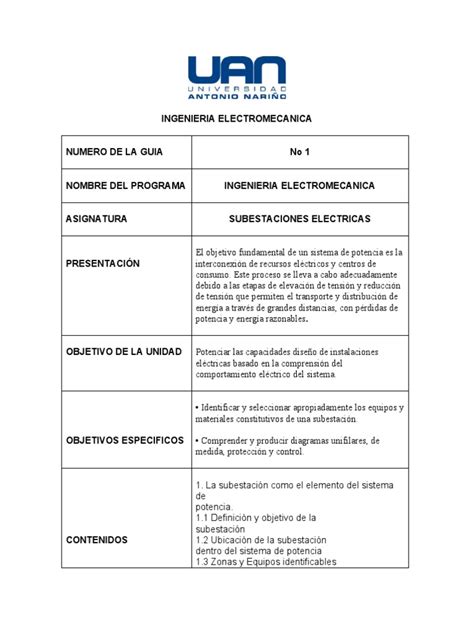 Introducción A Las Subestaciones Eléctricas Objetivos Componentes Y