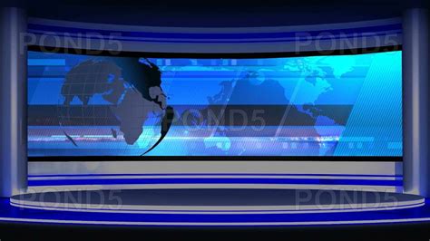 News Tv Studio Set Virtual Green Screen Background Loop Green