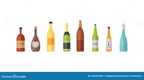 Set Design Alcohol Bottles Vector Illustration Stock Vector Illustration Of Bourbon Liquid