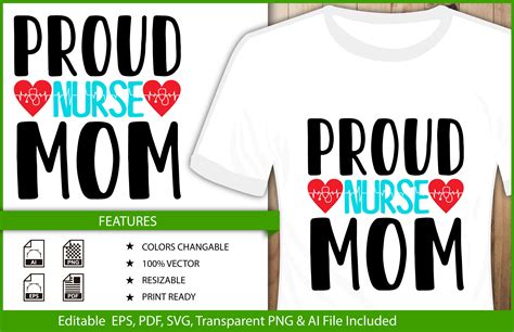 Proud Nurse Mom Mothers Day T Shirt Graphic By Hamjaiu · Creative Fabrica