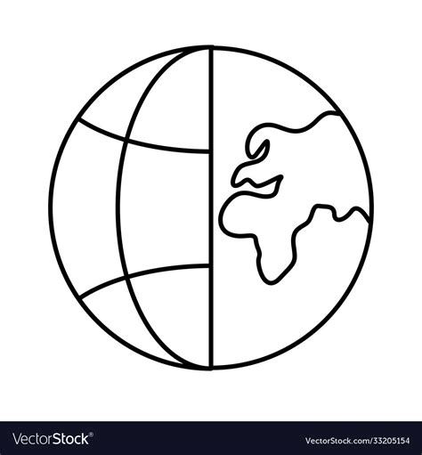 Sphere World Planet With Continents Line Style Vector Image