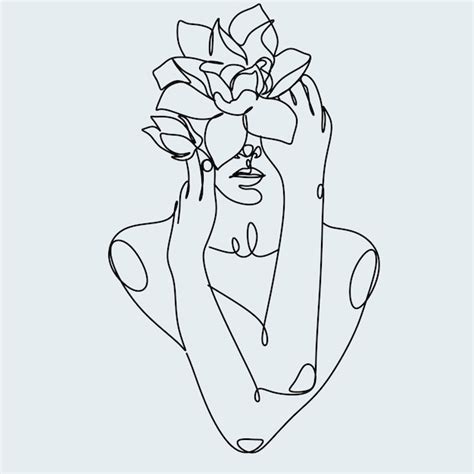 Premium Vector | Self Love line art floral head vector