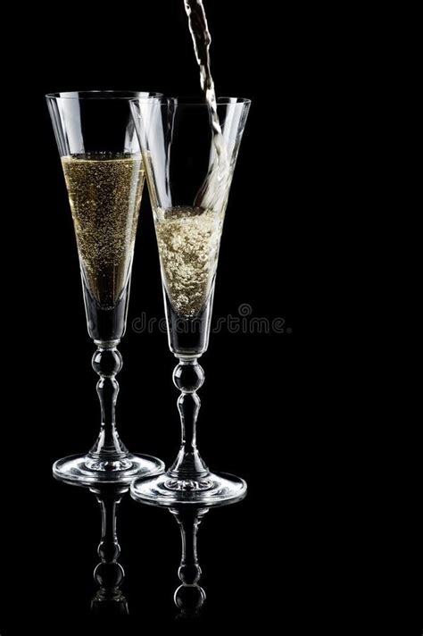 Two Glasses Of Sparkling Wine Champagne Stock Image Image Of T