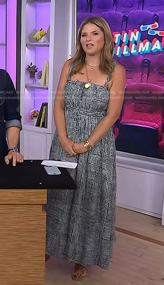 Wornontv Jennas Black Check Maxi Dress On Today Jenna Bush Hager Clothes And Wardrobe From Tv