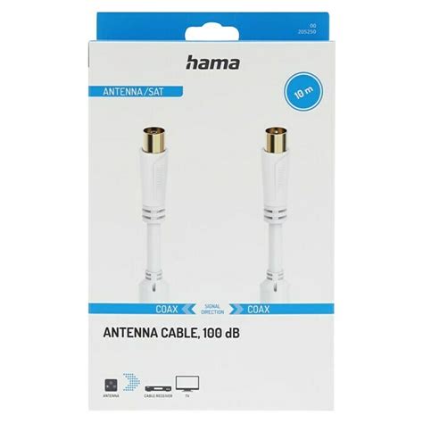 Hama Antennen Anschlusskabel 10 m Weiß 100 dB Koax Stecker Koax