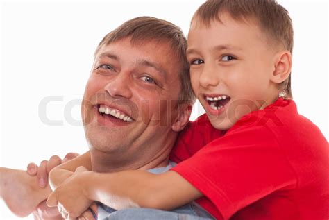 Gl Cklicher Vater Und Sohn Stock Bild Colourbox