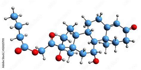 3d Image Of Hydrocortisone Butyrate Skeletal Formula Molecular