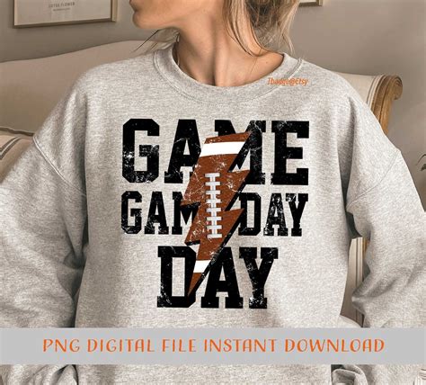 Game Day Football Lightning Bolt Png Distressed Football Png Etsy