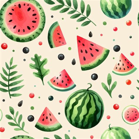 Premium Vector Seamless Watermelons Pattern Vector Background With