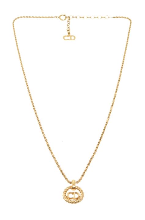 Christian Dior Gold Tone Cd Pendant Charm Necklace For Sale At 1stdibs