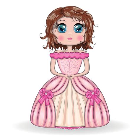 Beautiful Princess Standing In Beautiful Long Pink Dress 15365672 Vector Art At Vecteezy