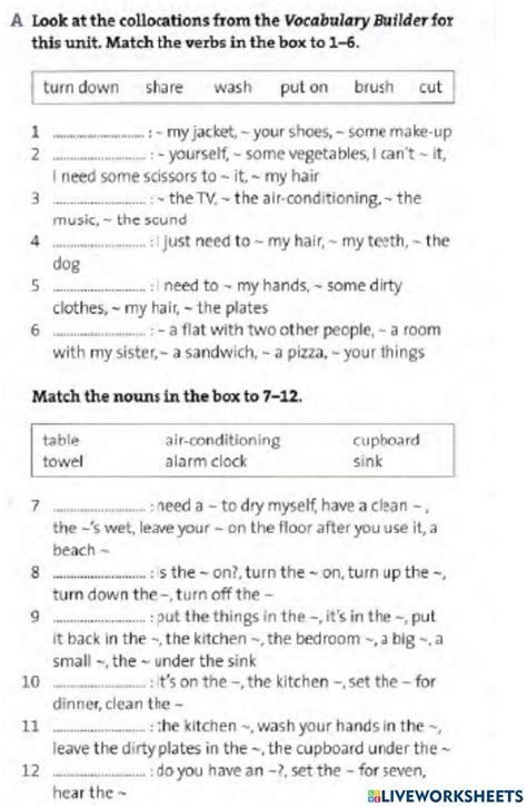 Collocations Worksheet For Elementary Live Worksheets