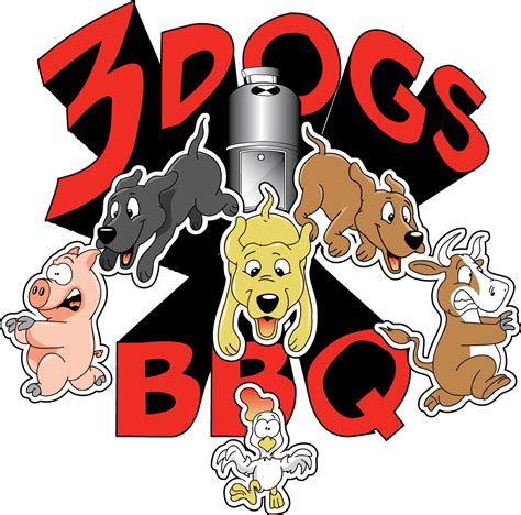 3 Dogs Bbq Team Logo Restaurant Bbq Team Logo