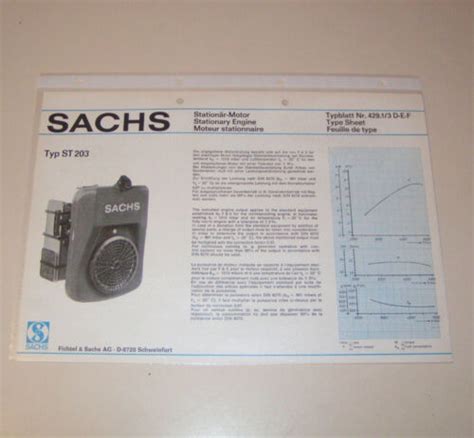 Typenblatt Technische Daten Sachs Stationär Motor ST 203 Stand 1976