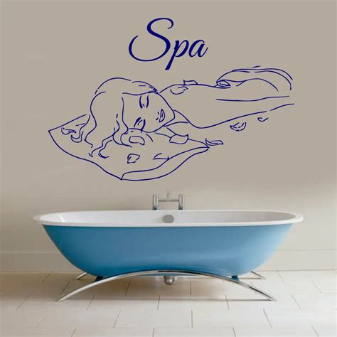 Massage Vinyl Wall Decal Girl Spa Massage Art Relax Beauty Spa Mural