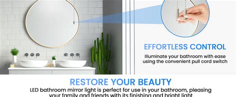 Bonlux Led Bathroom Mirror Light With Pull Cord Light Switch W