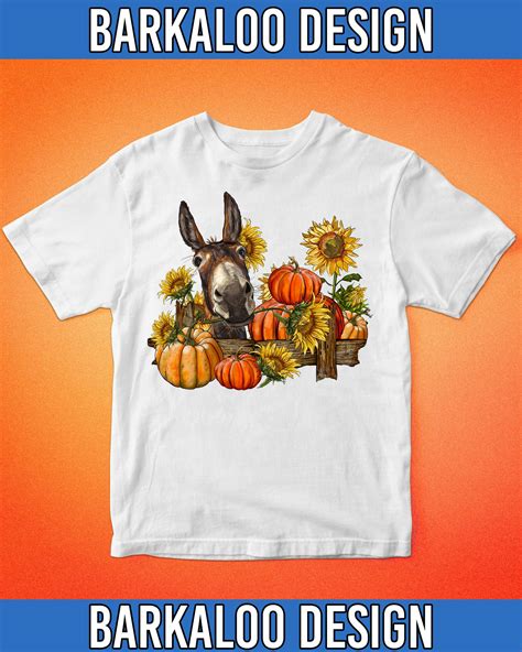 Donkey With Sunflowers And Pumpkin Png Sublimation Design Etsy