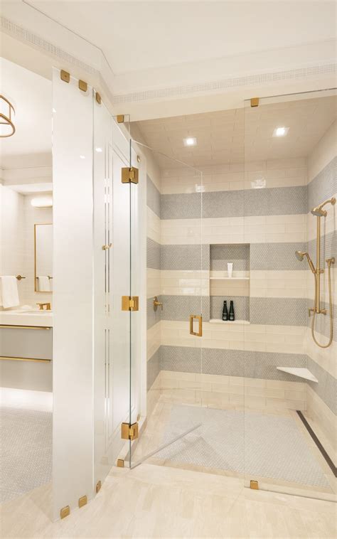 Modern Bathroom With Gold Accents Bilotta Kitchen Home NY