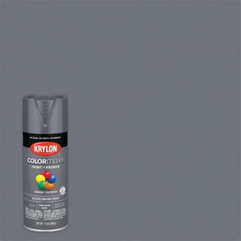 Krylon Colormaxx Indoor Outdoor Gloss Smoke Gray Spray Paint And