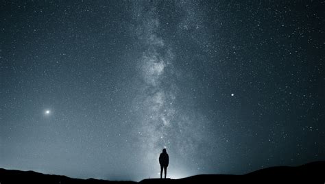 Man silhouette, stars, sky, Milky Way, alone HD wallpaper | Wallpaper Flare