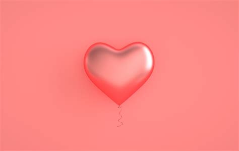 Premium Photo Pink Glossy Shiny Balloons Heart Shape On Pastel Pink