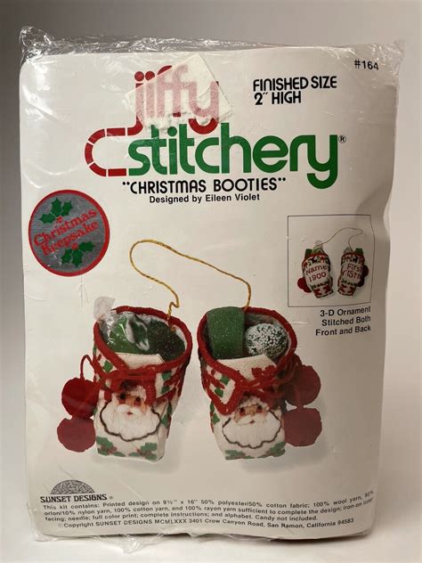 Sunset Designs Jiffy Stitchery Christmas Booties D Ornament New